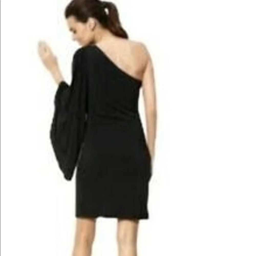 NWT R & M Richards Embellished Single Flutter Sleeve Black Dress